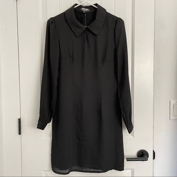 Fashion Union Black Long Sleeve Collared Dress - Picture 1 of 6